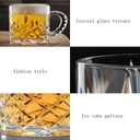 Mug Coffee Cup Tea Cup,Crystal Glass Draft Beer Glass with Handle,Ice Cube Pattern Glass Wine Glasses,Beer Cups for Festival Wedding Birthday Party Mugs(B)