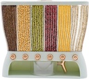 6 Grids Grain Dispenser, 360°Rotating Grain Dry Food Dispenser Rice & Grain Storage Container Multigrain Tank Countertop Grains Container for Grains Snacks Candy Coffee Beans Food (Light Green)