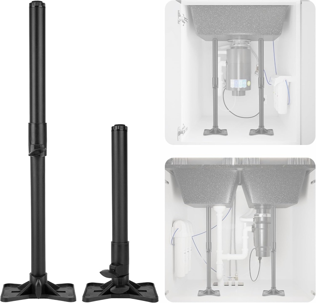 IRONWALLS Undermount Sink Brackets, 2PCS 17.7”-29.5”/45-75cm Height Steel Kitchen Sink Cabinet Support Poles Adjustable, Sink Repair Kit for Kitchen, Bathroom