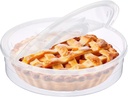 BSTKEY 12 inch Round Pizza Keeper, Food Storage Container with Lid and Handle, Pizza Dough Tray Fits 2-4 Dough Balls, Clear Plastic Food Storage Carrier for Cheese Cake Cupcakes Pies Pastries Fruit