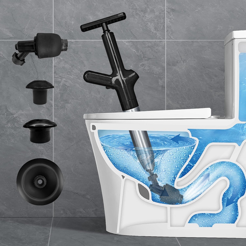 【Unclog in Seconds】– High Pressure Toilet Plunger & Air Drain Blaster, Multi-Drain Unclogger for Toilets, Bathroom Floors, Sinks & Plumbing Clogs