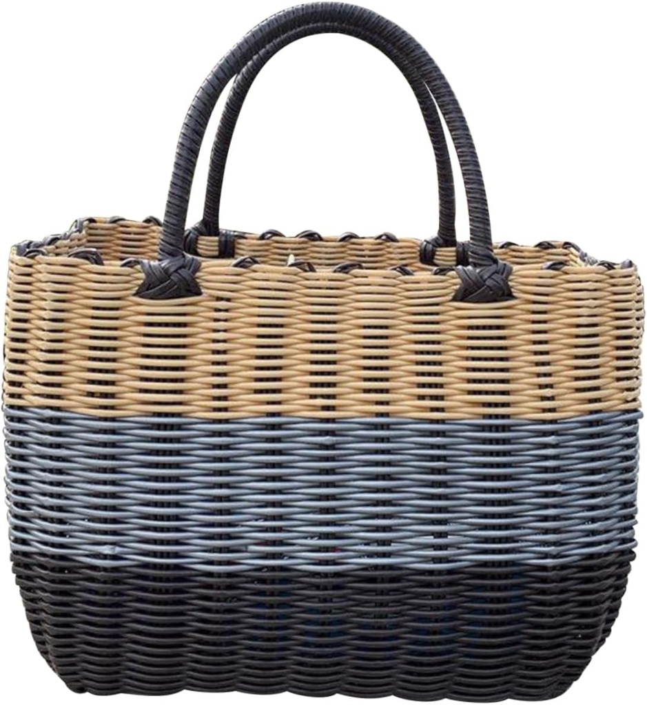 Woven Baskets Rattan Picnic Basket Tote Basket Woven Storage Basket Shower Caddy Basket Shopping Basket Egg Gathering Basket with Handles Sundries Container Woven Basket