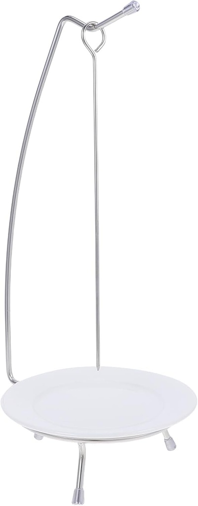 Stainless Steel Bbq Kabob Skewers Stand with Plate, 13.77 Inch Hanging Vertical Skewer Holder for Grilling Meat and Vegetables, Portable Barbecue Tableware for Home Kitchen Camping