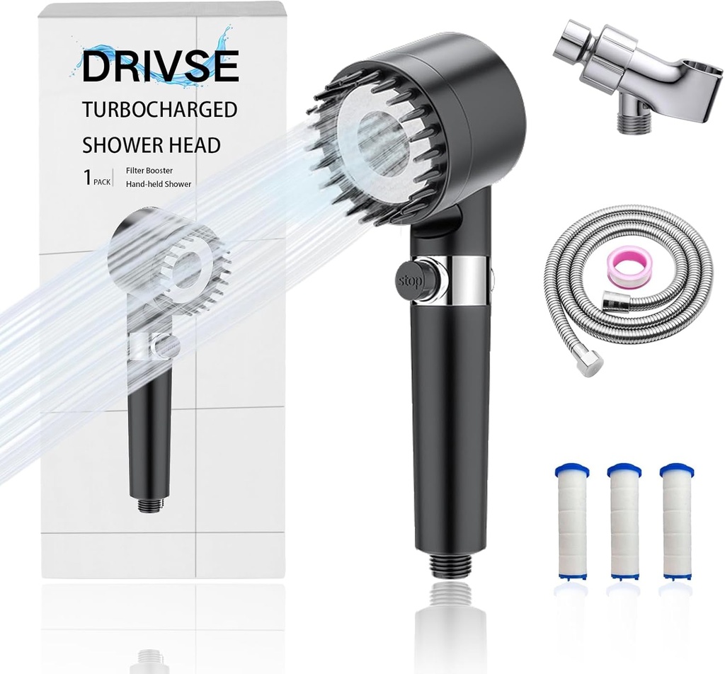 Drivse Showerhead, Drivse Filtered Shower Head With Handheld, High Pressure Handheld Hydrojet Nozzle Kit with Water Filter, Fits for Men, Women, Children and Pets. (Showerhead)