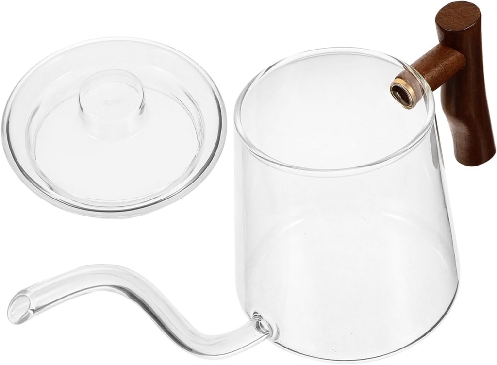 Handheld Glass Coffee Kettle Narrow Spout Capacity for Home Brewing and Tea - Design Handle