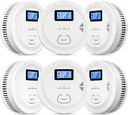 6 Packs, 2 in 1,Smoke Carbon Monoxide Detector,Carbon Monoxide Detectors/Smoke Alarm,85 dB Alarm,Large Screen Readout,Test Button,Battery Operated, Work State LED Flash,Easy Install