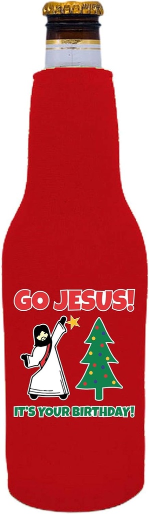Go Jesus Beer Bottle Coolie (Red, 1)