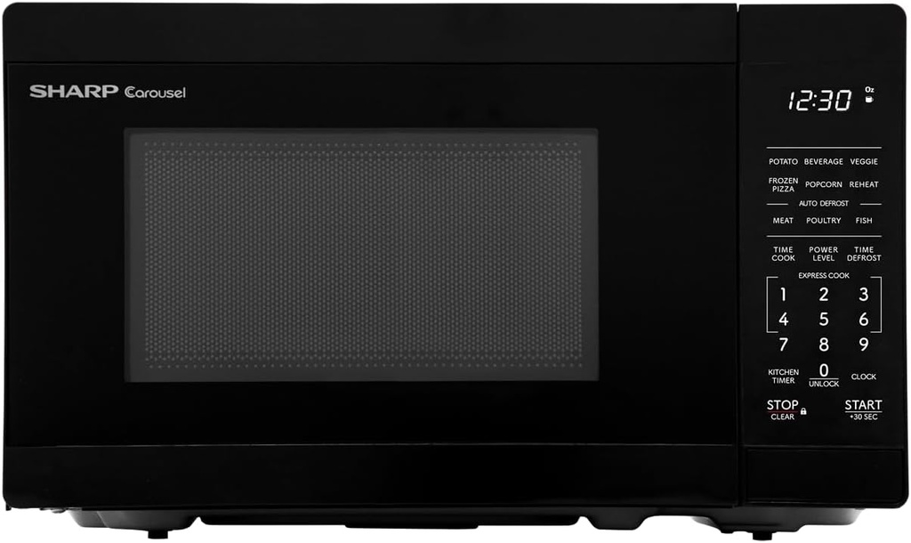 SHARP Compact Countertop Microwave Oven with Removable 10" Carousel Turntable, 700 Watt, 0.7 Cubic Feet, Black