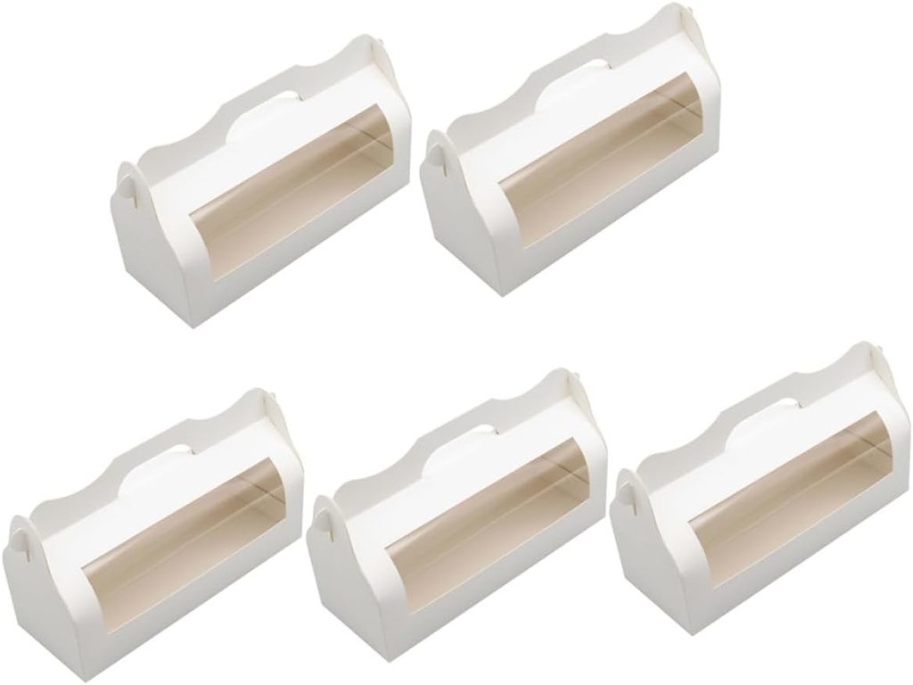 ABOOFAN 5pcs Toast Packaging Boxes with Window Portable Handheld Baking Food Containers for Bread Cake Desserts and Treats for Bakeries and Home Use