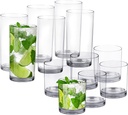Tiawudi 12 Pack Plastic cups, Clear Tumblers, 6 each: 12 ounce and 16 ounce Water Drinking Cups, Reusable Drinking Glasses Set