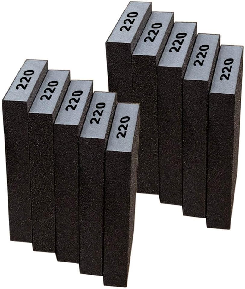 Fine Sanding Block Sandpaper Sponge - 10Pcs 220 Grit Sand Paper Blocks for Wood, Metal, and Drywall