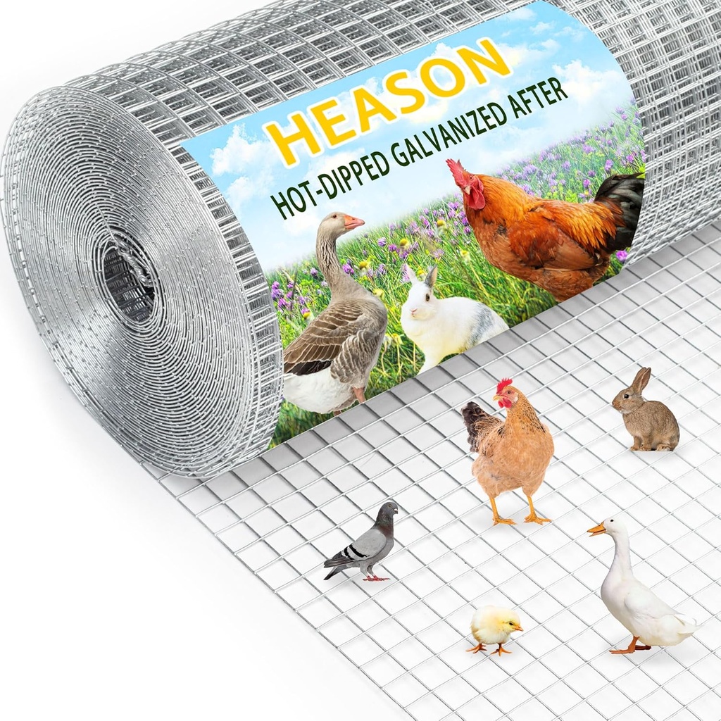Hardware Cloth 16 in x 10 ft 1/4 inch 23 Gauge Wire Fencing Galvanized Welding Garden Fence Roll Square Mesh Chicken Rabbit Snake Cage Heavy Duty Welding Fencing