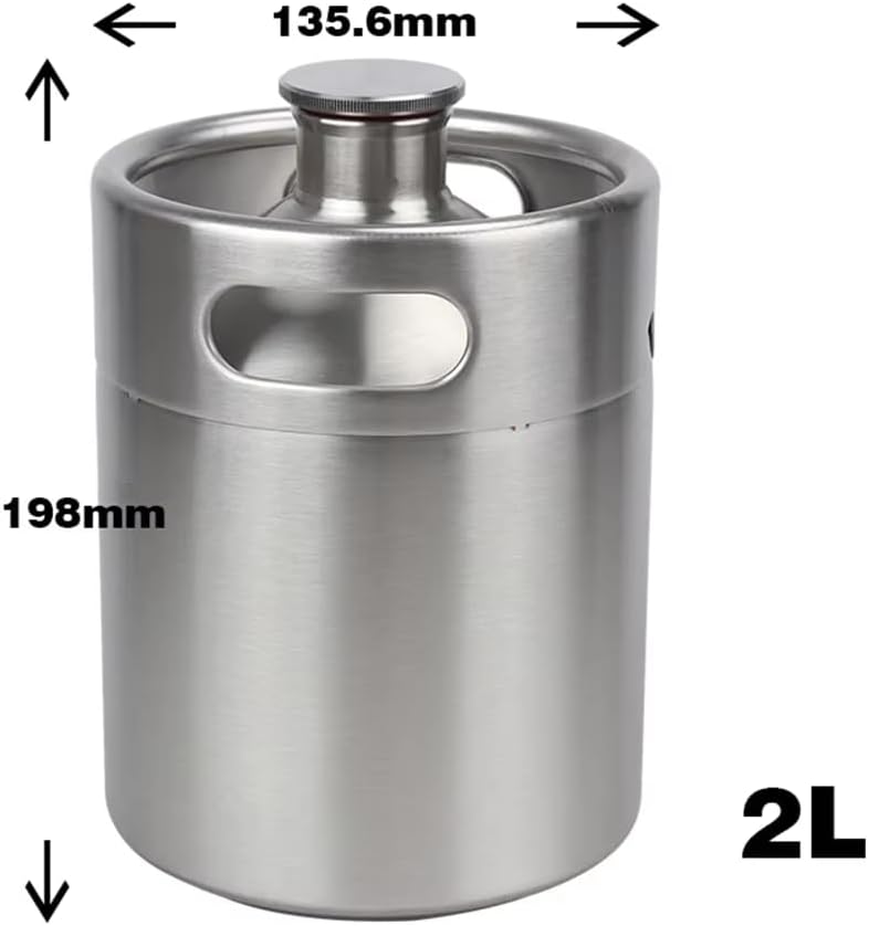 Mini Keg Growler, Pressurized Beer Stainless Steel Home Keg Dispenser Kit System with Adjustable Faucet Keeps Fresh and Carbonation for Homebrew, Craft and Draft Beer Kegging (2L(67oz/0.52Gal.))