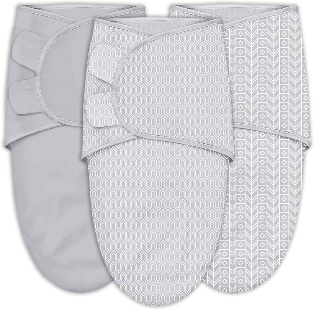 SWEET DOLPHIN 3-Pack Baby Swaddle Sleep Sacks - Newborn Swaddle Blanket with Soft Cotton - Ergonomic Wrap for Boys and Girls, 0-3 Months, Grey