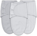 SWEET DOLPHIN 3-Pack Baby Swaddle Sleep Sacks - Newborn Swaddle Blanket with Soft Cotton - Ergonomic Wrap for Boys and Girls, 0-3 Months, Grey