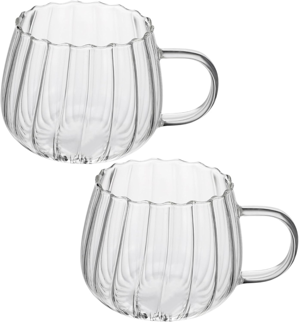 2pcs Glass Mugs Handle Beverage Cups for Coffee Tea and Soup Multi-function Drinkware