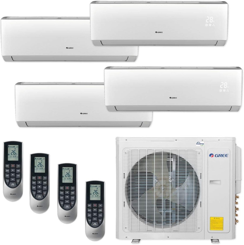 Gree MULTI30CLIV400-30,000 BTU Multi21+ Quad-Zone Wall Mount Mini Split Air Conditioner Heat Pump 208-230V (9-9-9-9)
