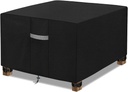 Dokon Heavy Duty Patio Ottoman Covers Waterproof Outdoor Ottoman Cover Anti-UV Patio Side Table Cover, Patio Furniture Covers with Air Vent, Square (28"L x 28"W x 17"H) - Black