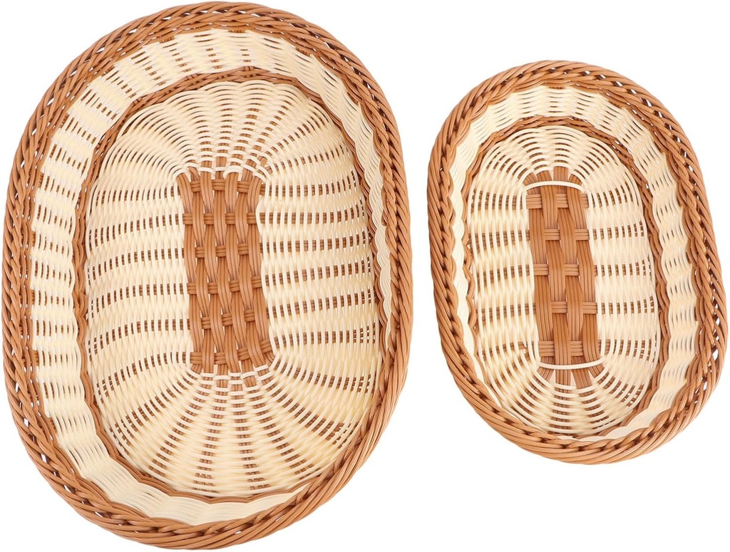 2pcs Handwoven Storage Boxes Baskets for Shelves Woven Fruit Bread Baskets for Kitchen