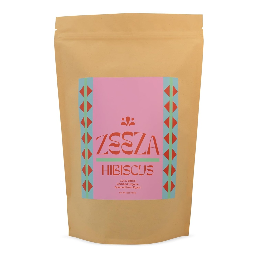 Zeeza Hibiscus Tea, 1LB, Organic Hibiscus Flowers from Egypt - Cut & Sifted - Loose Leaf Tea - Ideal for Agua Fresca, Iced Tea, & Karkadé