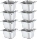JAPCHET 8 Pack 1/6 Size 2-1/2 Inch Deep Steam Pan, Steam Table Chafer Pan, Stainless Steel Hotel Pan Food Pan for Buffet, Restaurants, Catering