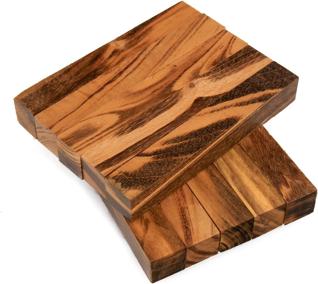 Goncalo Alves/Tigerwood Ebony Wood Pen Blank, 3/4" x 3/4" x 5", Pack of 10