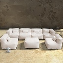 Patio Furniture Set Bean Bag Outdoor Chairs Sectional Conversation Patio Set Daybed Furniture Outdoor Sofa Couch High Density Foam Filling Modern Comfy Patio Couch (Light Beige), A01-7G