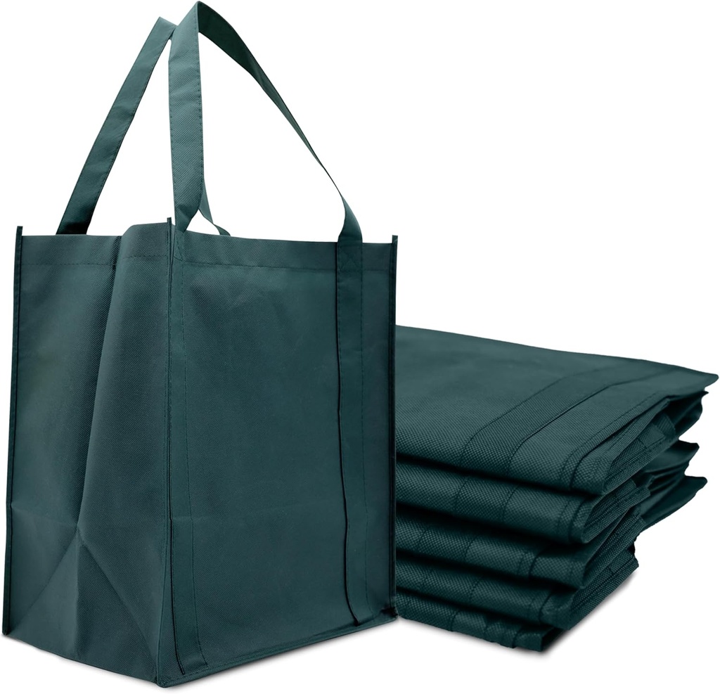 Novel Box 5Pack Non-Woven Reusable Reinforced Tote Bags 13x15x10in with Handle-Heavy Duty Foldable Bag for Groceries & Picnic