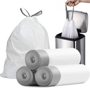 Small Trash Bags 4 Gallon - 57 Count Drawstring 4 Gallon Trash Bag, Pre-separated Small Garbage Bags Bathroom Trash Bags, Unscented White 4 Gal Trash Can Liners