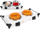 Hot Plate, 2000W Portable Electric Stove for Cooking with Stay Cool Handles & 5 Levels Adjustable Temperature, Countertop Double Coil Burner for Home RV Camp Compatible for All Cookwares,White
