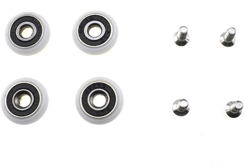 Hahiyo 19mm Diameter Bearing Steel Shower Door Wheels with Stainless Steel Screws Smooth Rolling Easy Install Durable Nylon Rollers Runners Ball Bearings 4 Sets for Bathroom Kitchen Drawers Track