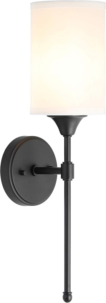 XiNBEi Lighting Wall Sconce Lighting, Classic 1 Light Black Bathroom Sconce Vanity Light with Fabric Shade for Corridor Bedroom & Living Room XB-W1260-MB