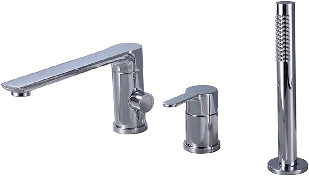 Bathtub 360°Rotation Basin All Copper hot and Cold Water Mixer tap, Bathroom Three-Hole Split Faucet with Portable Shower, Electroplating