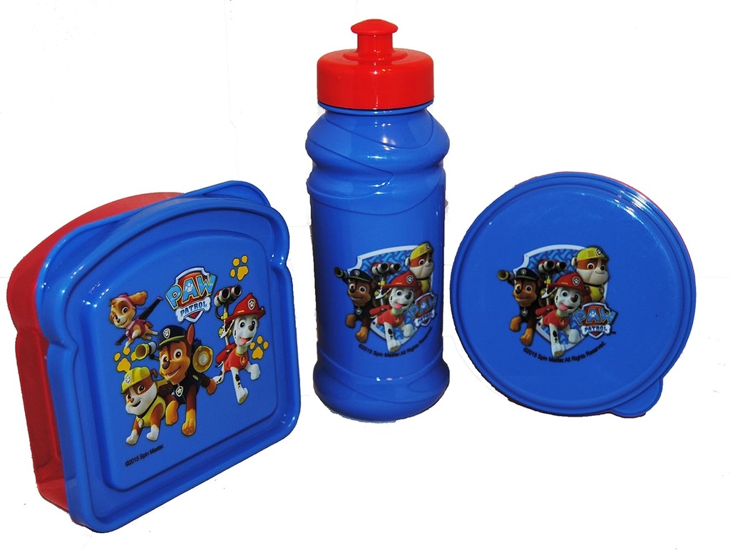 Paw Patrol Blue and Red Water bottle, Snack Container, and Sandwich Container