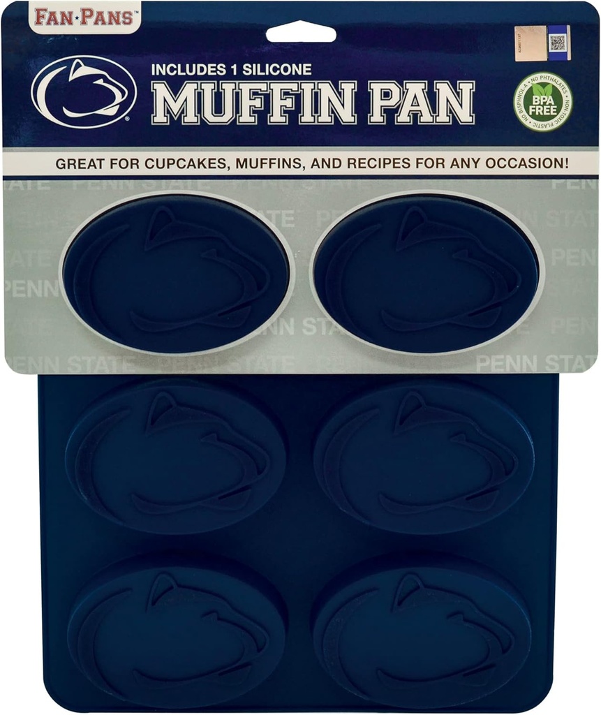 MasterPieces PSU4030 NCAA Penn State Nittany Lions Silicone Muffin Baking Pan - Oven & Microwave Safe, Dishwasher Safe, 6 Inch Round Cake Pan