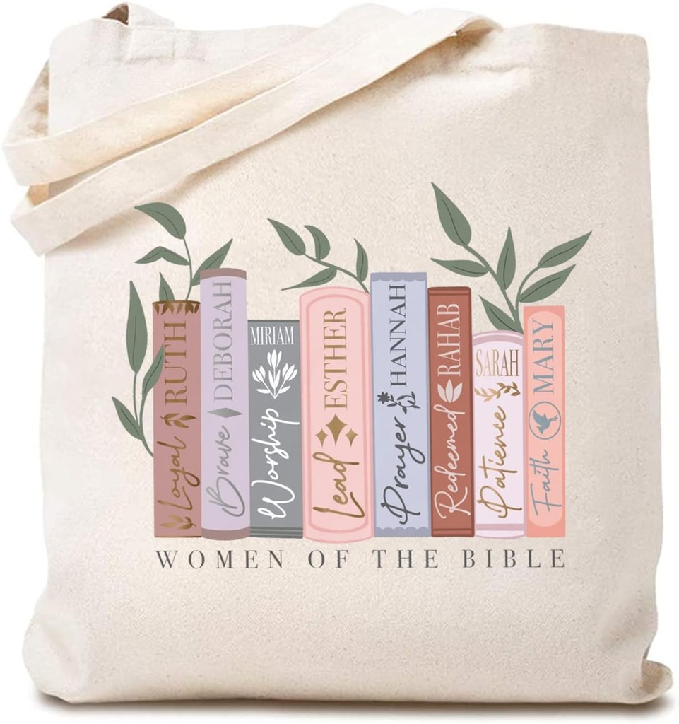TSIIUO Bible Verse Christian Canvas Tote Bag Cute Graphic Women of The Bible Faith Reusable Shopping Bag Funny Gift