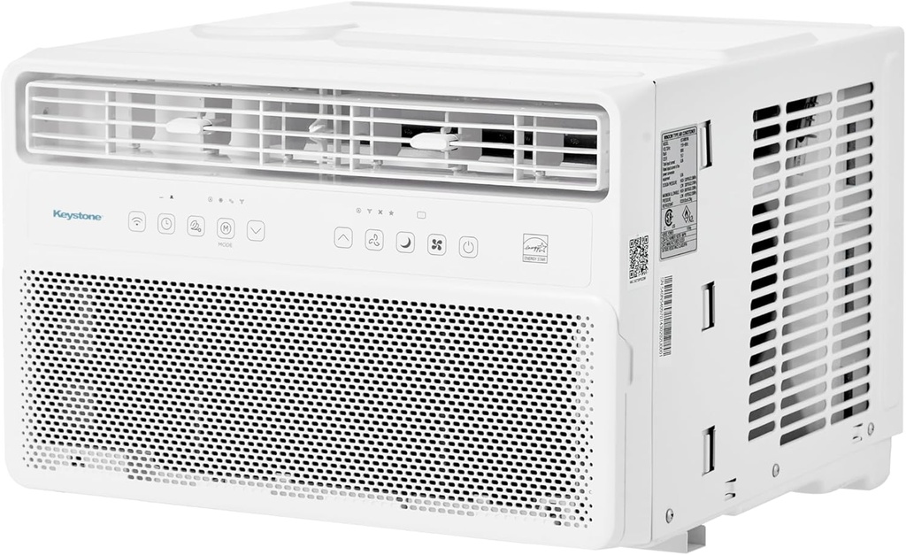 Keystone 14,000 BTU Window Mounted Inverter Air Conditioner with Quiet, High Efficiency Operation and Remote, Window AC Unit for Apartment, Living Room, Bedroom, Large Rooms up to 650-Sq. Ft.
