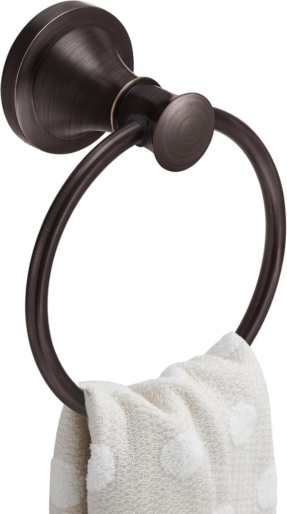 BESy Oil Rubbed Bronze Bathroom Hand Towel Ring Towel Holder, Rustproof Wall Mounted Bathroom Hardware Accessory SUS 304 Stainless Steel Towel Rack