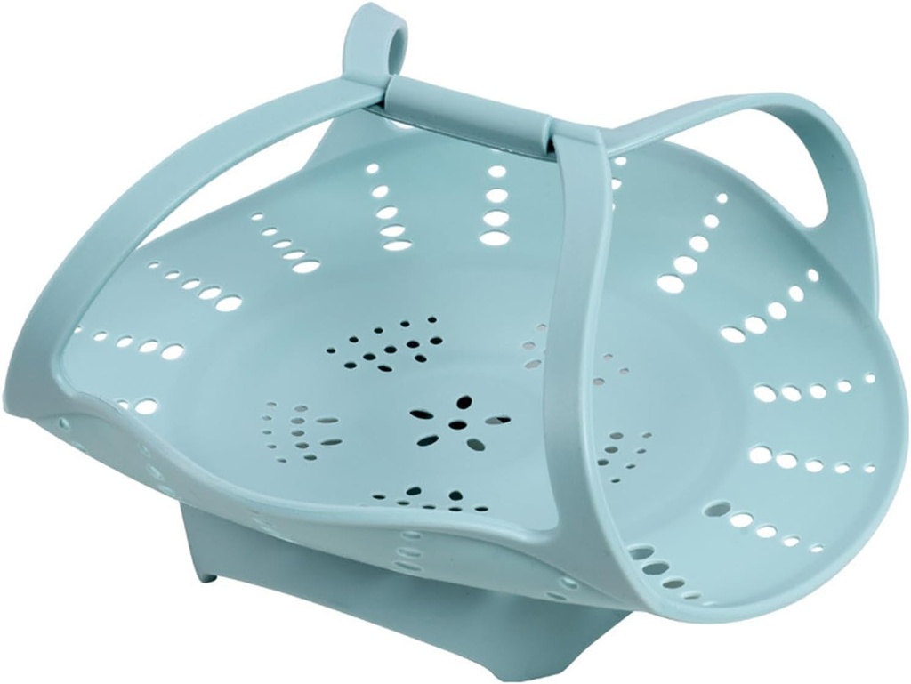 Silicone Steamer Basket with Collapsible Design for Vegetables - Instant Pot Compatible, Reusable, Non-Stick, BPA-Free,Blue