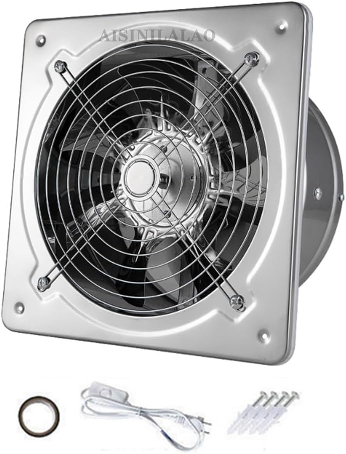 6Inch Powerful Silent Ventilation Fan, Kitchen Household Stainless Steel Bathroom Window Exhaust Fan Exhaust Fan Wall Exhaust Fan for Kitchens, Lounges, and Workshops