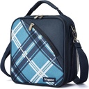 Insulated Lunch Bag - Reusable Soft Lunchbox for Women & Adults, Lunch Box with Adjustable Shoulder Strap, Inner Elastic Straps to Secure Food & Drink for Office, School, Picnic (Blue)