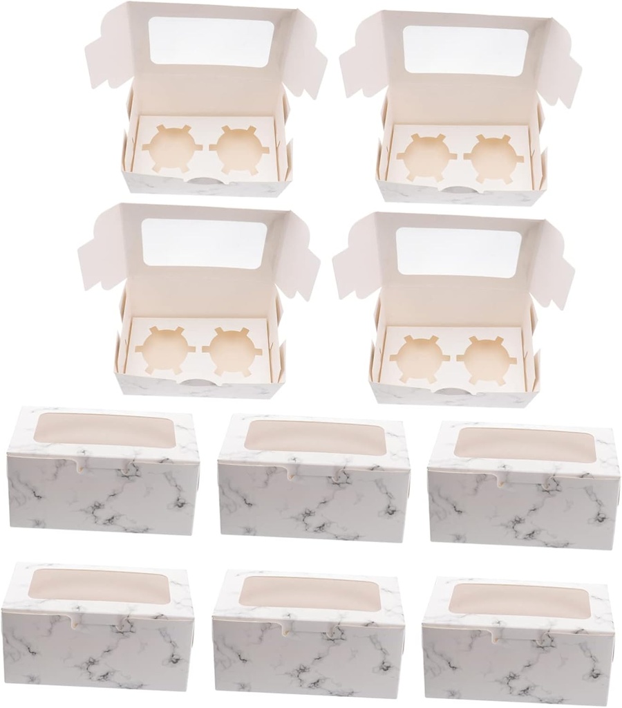 10pcs Cupcake Packaging Box Marble Paper Cupcake Container Insert for Window Design for Easy Viewing for Gifting and Bakery Needs