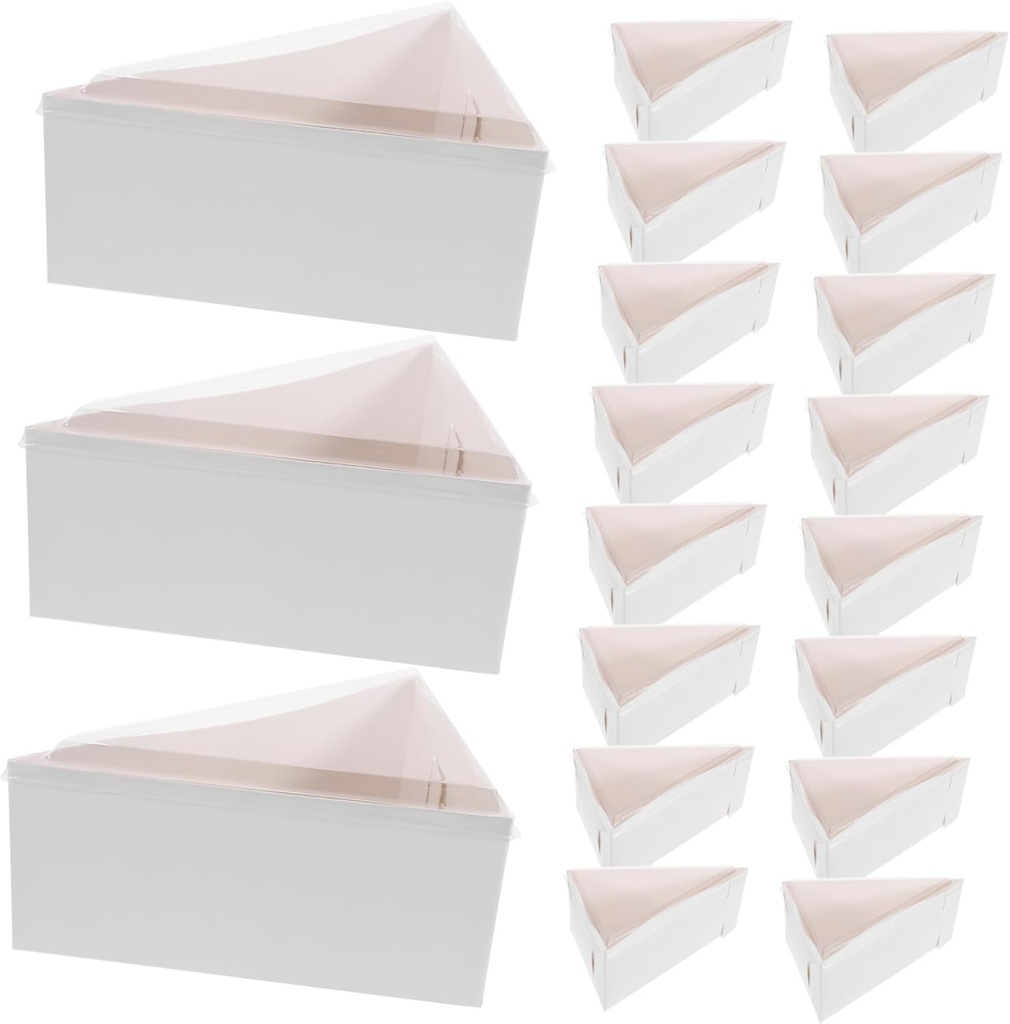 50sets Triangle Containers Cake Boxes Lids Storage Boxes for Cupcakes Muffins Biscuits Bakery Supplies