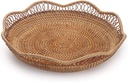 Rattan Fruit Basket for Serving Woven Bread Tray for Cake Kitchen Counter Table Natural (11.8inch D x 3.5inch H)