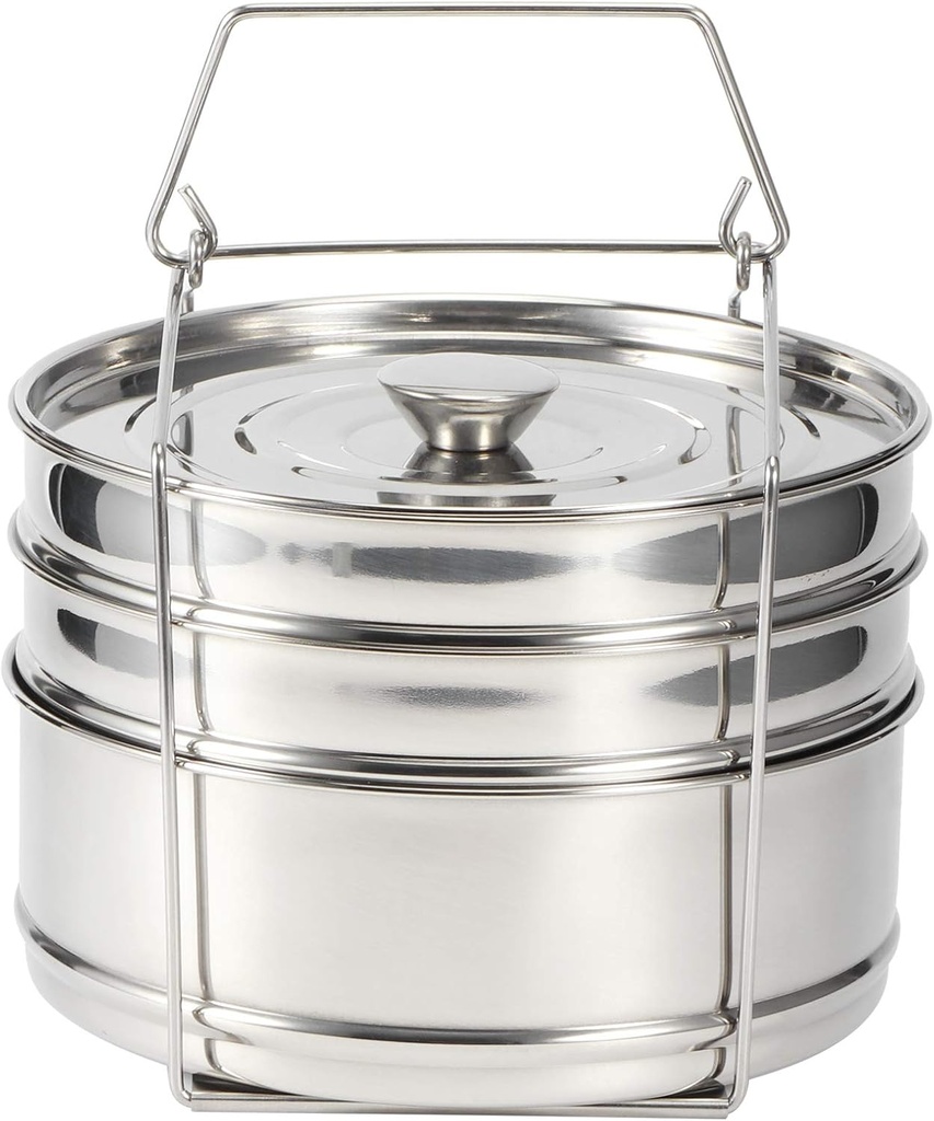 3 Tier Stackable Pans, Stainless Steel Steamer Pot Multi Layer Food Steamer Cooker Pot Set rt Pans Cook Food Pressure Pot for Cooking Rice, Vegetables, Meat
