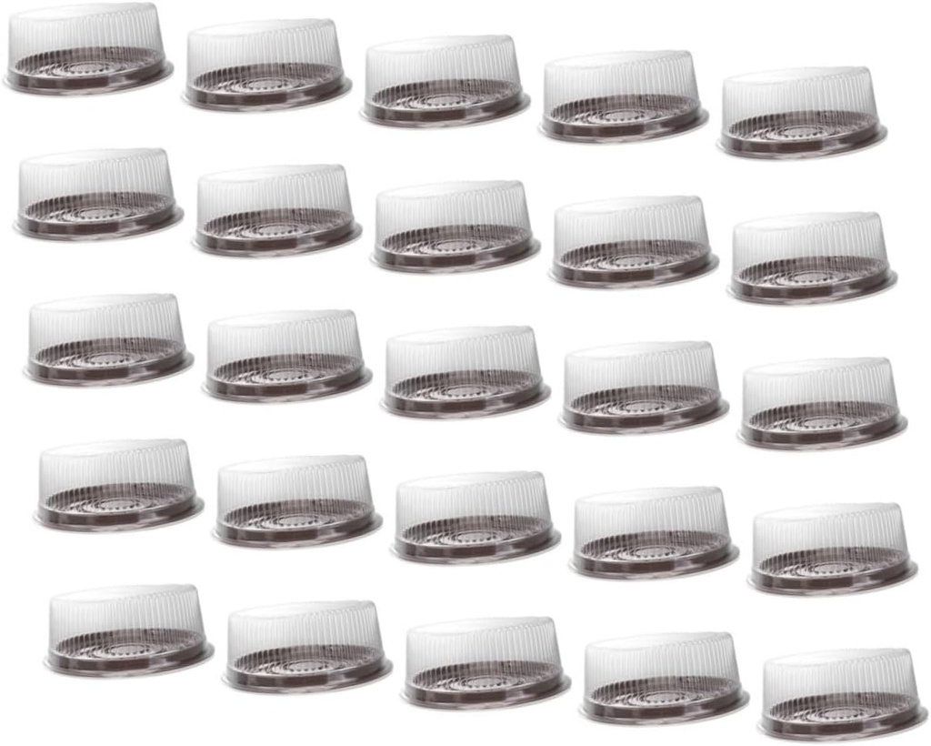 ABOOFAN 25 pcs Plastic Round Cake Boxes with Clear Dome Lids Cake Display Carriers for Cupcakes and Small Desserts Containers for Reliable Protection and Easy Transport