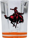 R and R Imports Northwestern Oklahoma State University 2 Ounce Shot Glass Square Orange Base Officially Licensed Collegiate Product 2-Pack