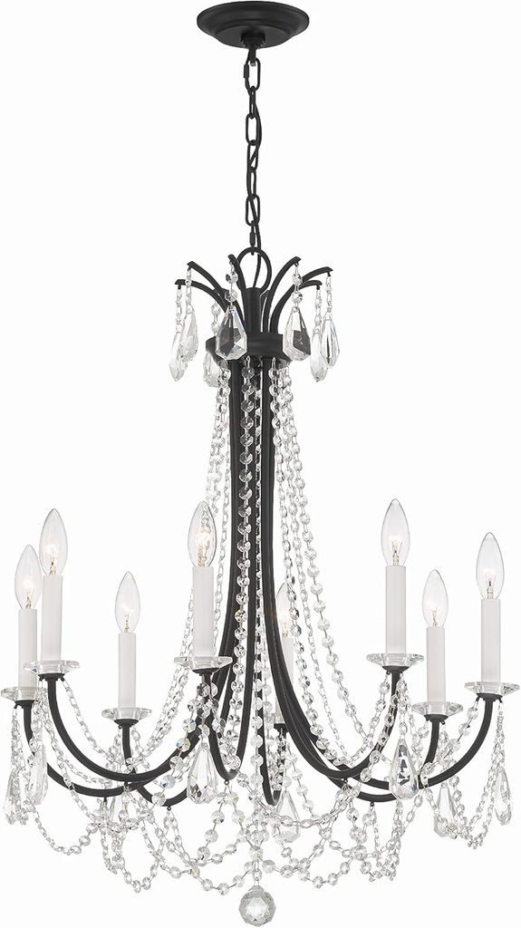 Crystorama Karrington 8 Light Matte Black Chandelier