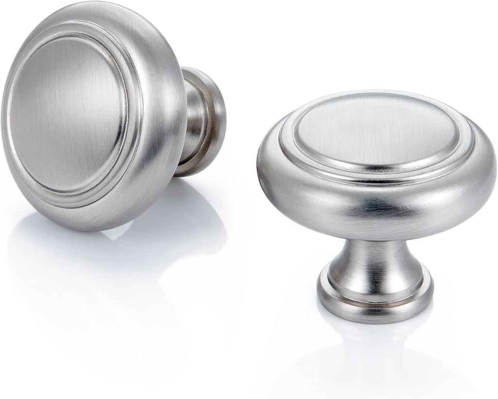 Round Drawer Pulls - 10 Pack (1-1/5 Inch), Kitchen Cabinet Knobs Brushed Nickel, Urban Cabinet Knobs for Kitchen Door, Bathroom Vanity Door, Dresser Drawers,Office Handles