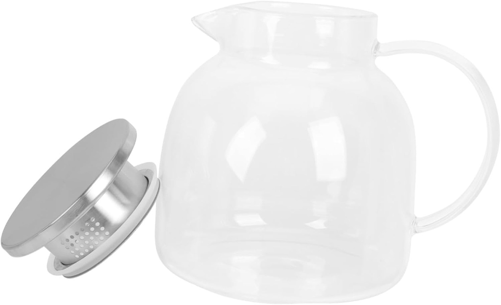 BESTOYARD Stainless Steel and Glass Pitcher Set with Lid Adjustable Beverage Jug for Water Iced Tea and Lemonade 64 oz Capacity for Home and Parties